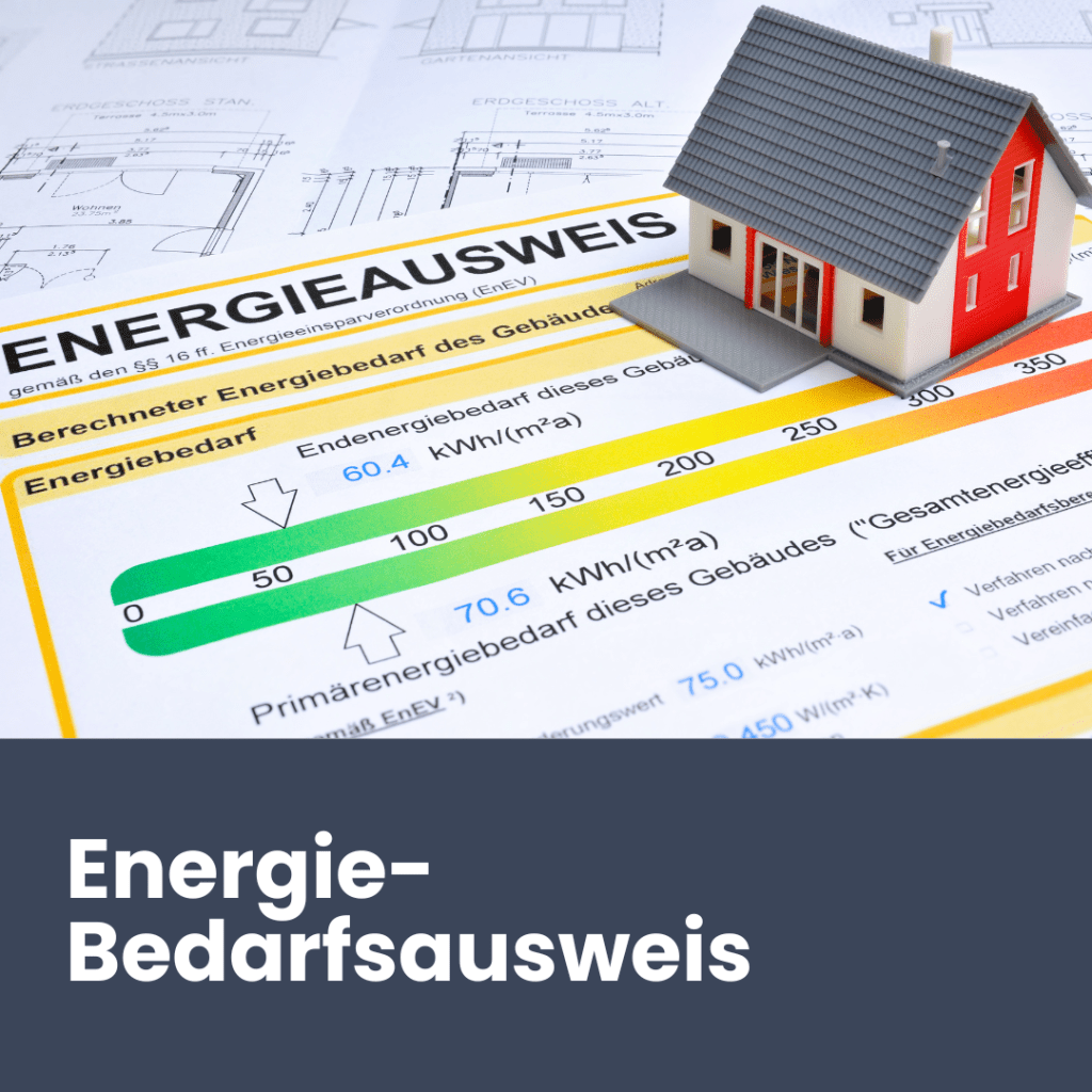 Symbolbild und Schriftzug zum Energie-Bedarfsausweis