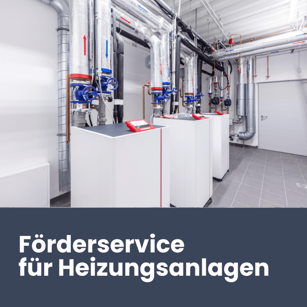 Symbolbild und Schriftzug zum Förderservice für Heizungsanlagen